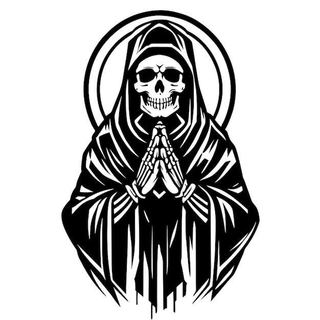 vintage skeleton praying hands concept vector illustration