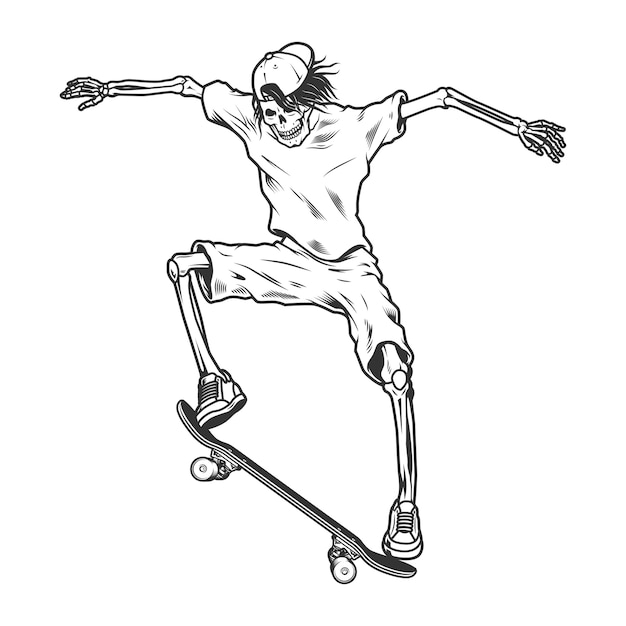 Vintage skeleton skateboarder