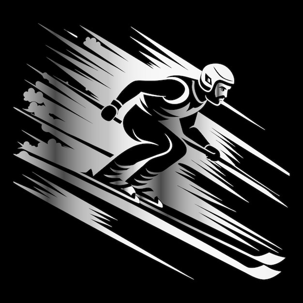 Vector vintage ski club logo retro design for winter sports black amp white skiing snowboarding hockey