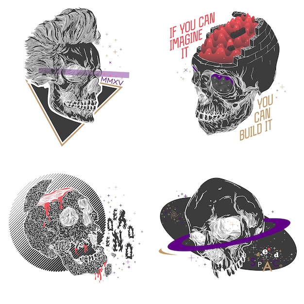 Vintage skull labels four