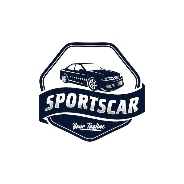 Vintage sport car logo design template