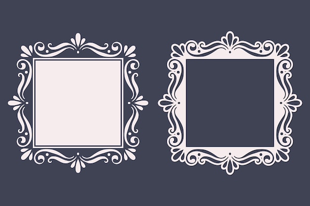 Vintage square laser cut frame stencil frame decor element vector