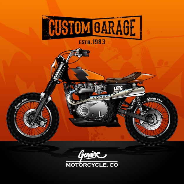 Vintage Street Tracker Motorcycle Poster