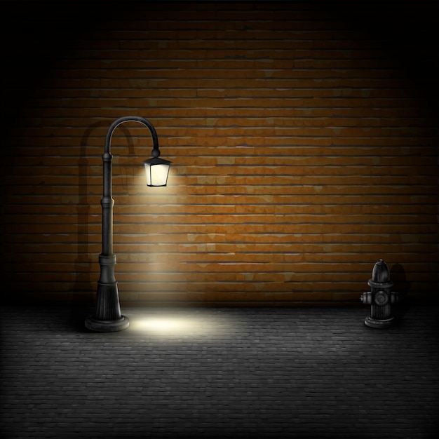 Vintage Streetlamp On Brick Wall Background.