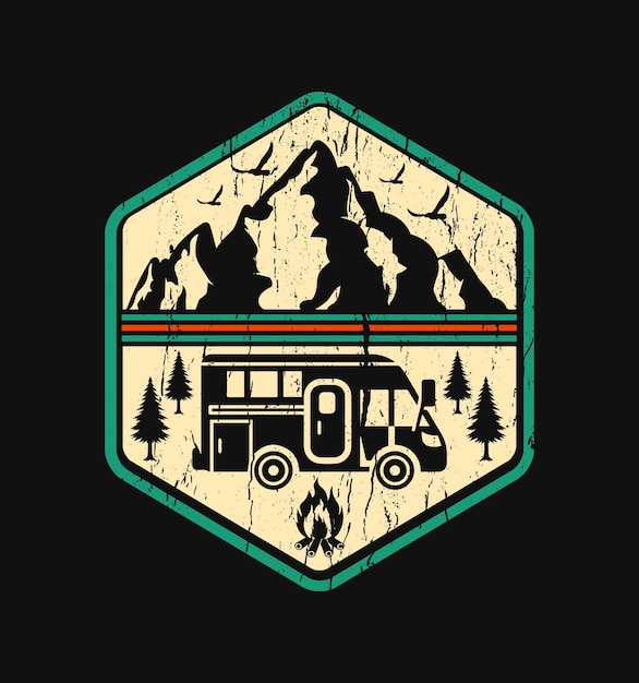 Vintage Style Adventure, outdoor, Camping Vector illustration