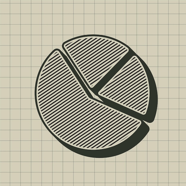 vintage style engraved pie chart icon vector