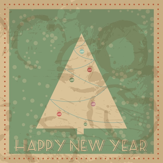 Vintage style greeting card Happy New Year Editable grunge effects can be easily removed for a brand new clean sign