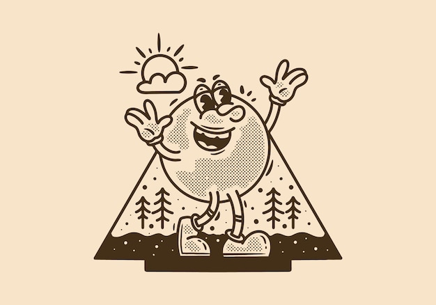 Vintage style illustration of happy character