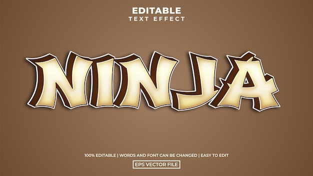 Vintage style ninja editable text effect template