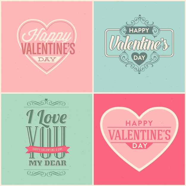 Vintage style valentine's day design set