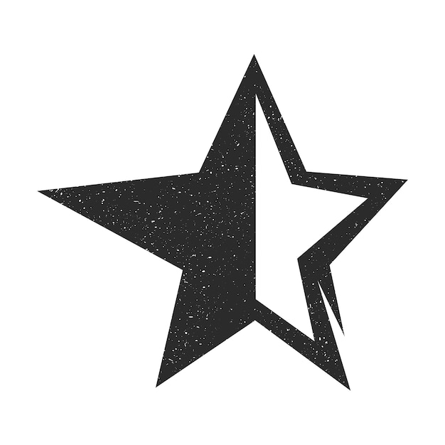 Vintage stylized star half black and white with splashes and one long end Drawing for a tattoo