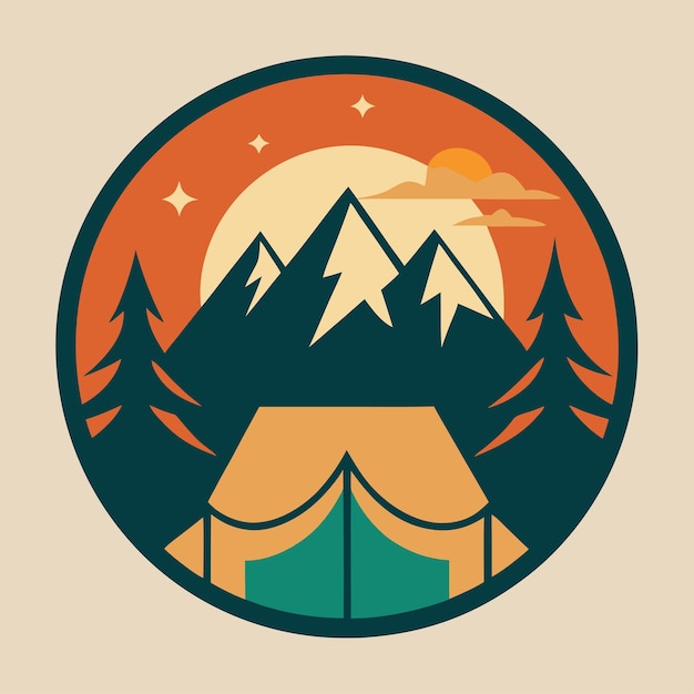 vintage summer camp logo design concept vector art and illustration