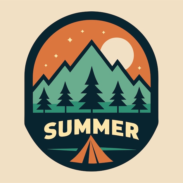 vintage summer camp logo design concept vector art and illustration