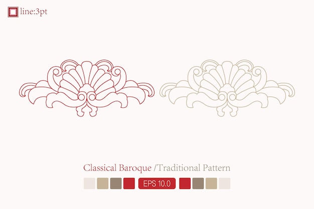 Vintage symmetrical baroque pattern Vector lineart Victorian Art Deco