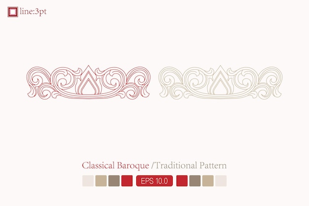 Vintage symmetrical baroque pattern Vector lineart Victorian Art Deco