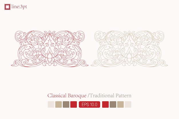 Vintage symmetrical baroque pattern Vector lineart Victorian Art Deco