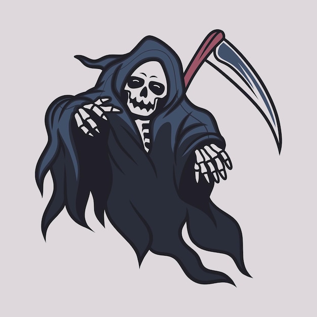 Vintage t shirt design grim reaper hurt someone illustration