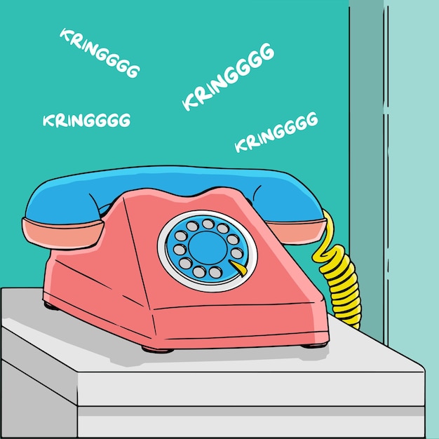 Vintage telephone or classic and retro phone vector ilustrastion