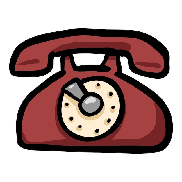 Vintage Telephone Hand Drawn Doodle Icon