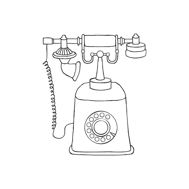 Vintage telethone in doodle style