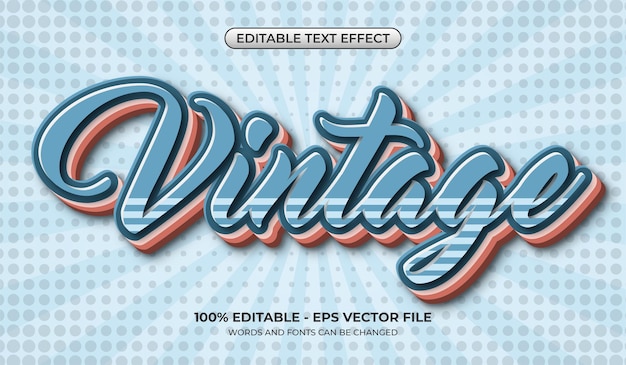 Vintage text effect Editable classic text effect with retro background Halftone with sunburst background