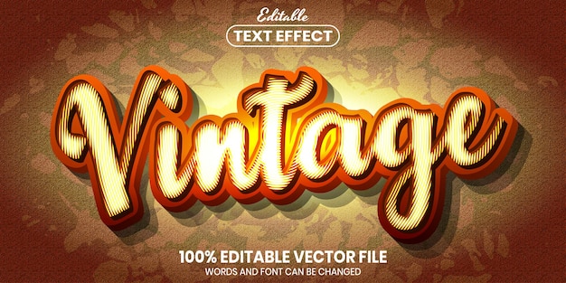 Vintage text, font style editable text effect