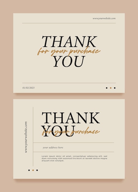 Vector vintage thank you card template