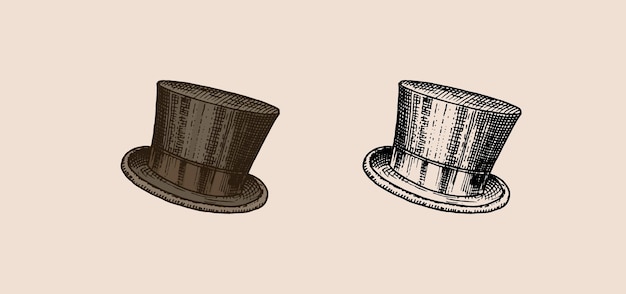 Vintage top hat gatsby for elegant men retro fashion english style hand drawn