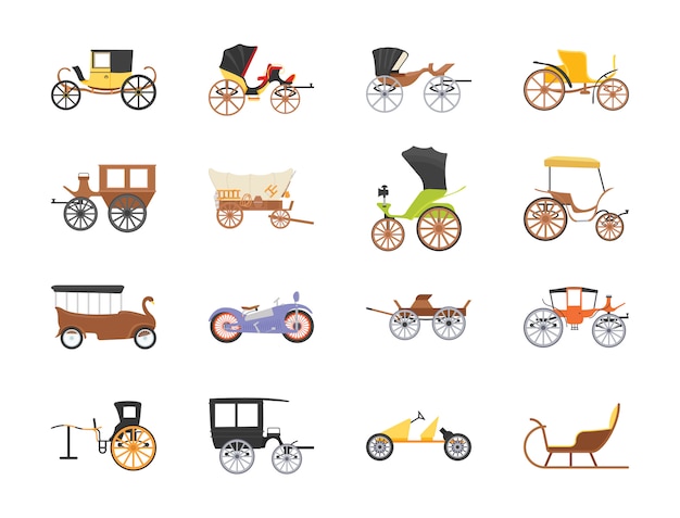 Vintage Transport Flat Icons