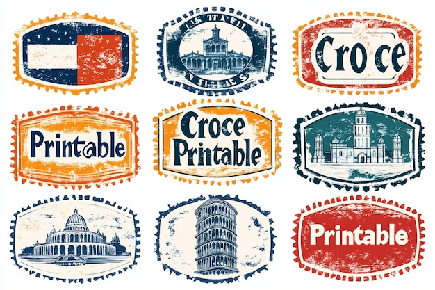 Vintage Travel Stamps Iconic Italy Set