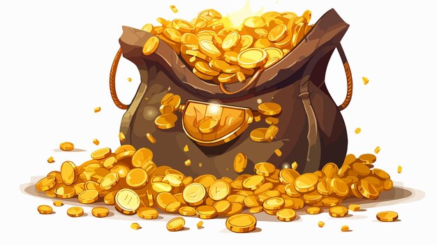 Vector vintage treasure chest with gold coins and jewelry cartoon illustration