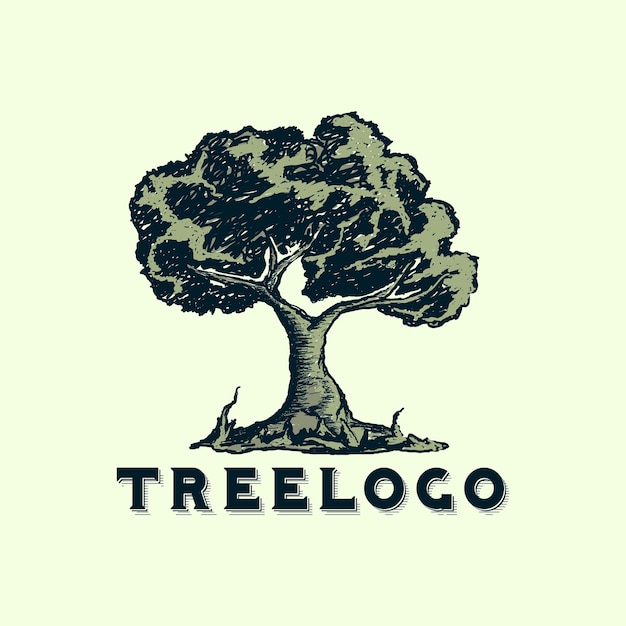 Vintage tree logo illustration design for your company or business