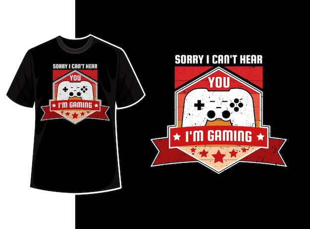 Vintage typography gaming t shirt template design with creative motivation quote and vector shape