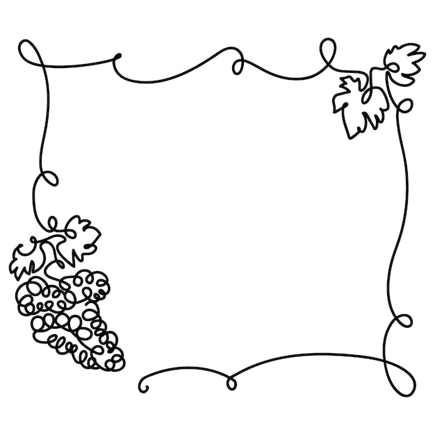 Vintage vector grape frame in style line art great design for any purposes