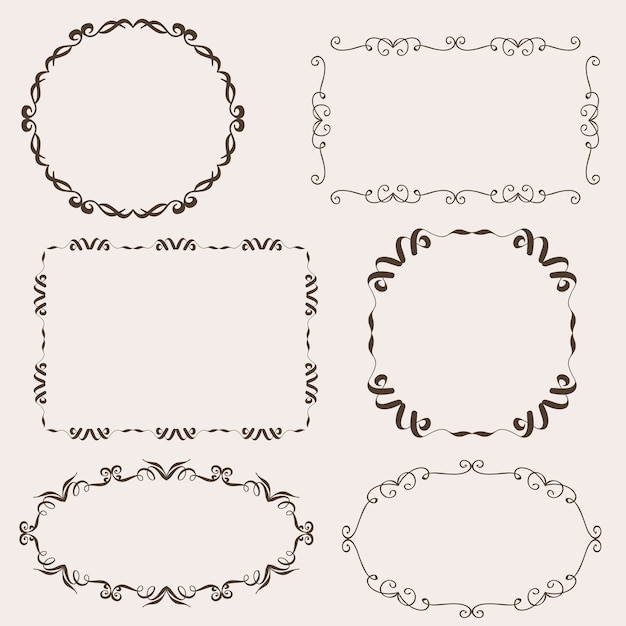 Vintage vector set of ornamental frames