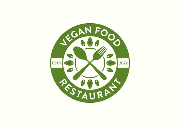 Vintage vegan food restaurant bar bistro badge logo stamp design template