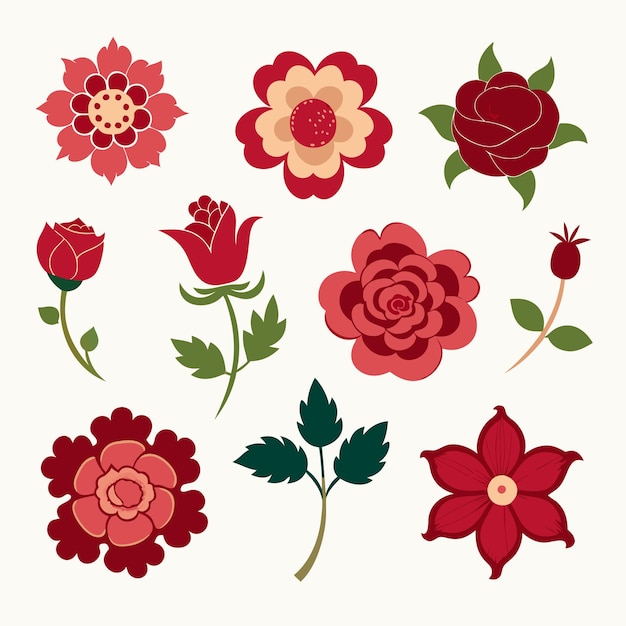 Vintage Victorian Flowers Clip Art Vector Set