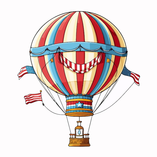 Vintage Victorian Vivid Striped Air Hot Balloon Flying