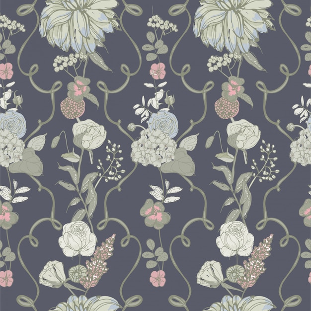 vintage wallpaper background. floral seamless pattern with flowers