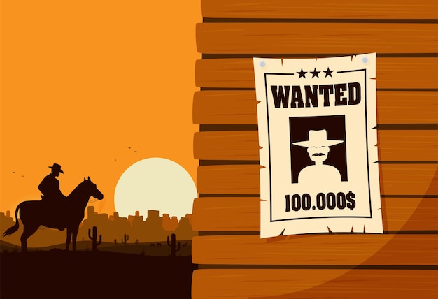 Vintage wanted poster flat vector