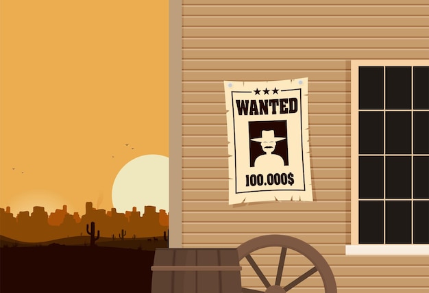 Vintage wanted poster flat vector