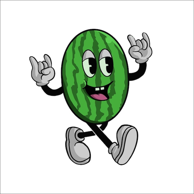 Vintage Watermelon Cartoon Character 9039s Premium Vector