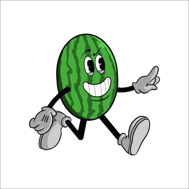 Vintage Watermelon Cartoon Character 9039s Premium Vector