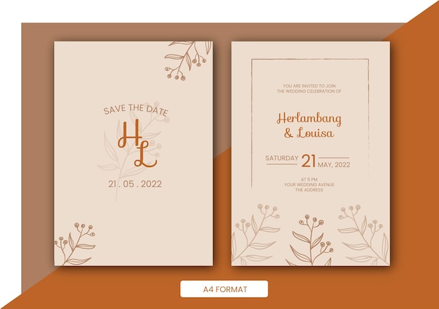 vintage wedding invitation brown and caramel