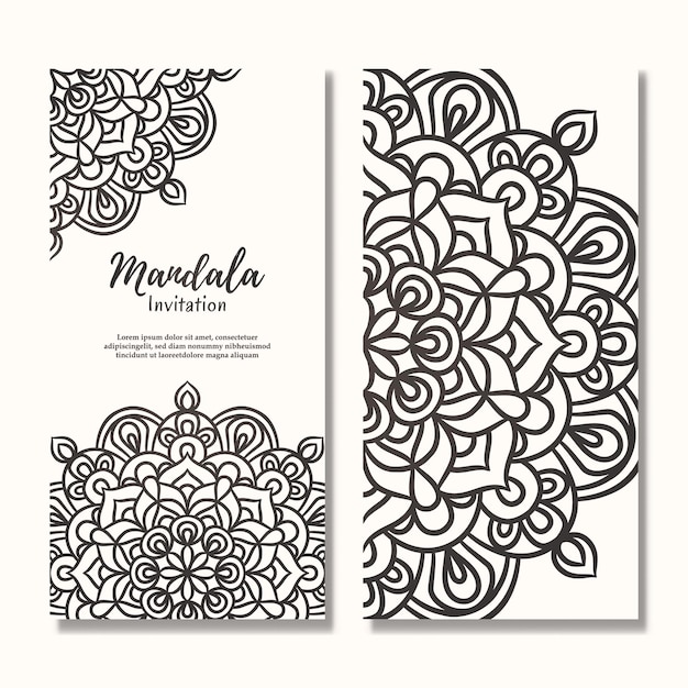 Vintage wedding invitation card with floral mandala design, Mandala wedding invitation template