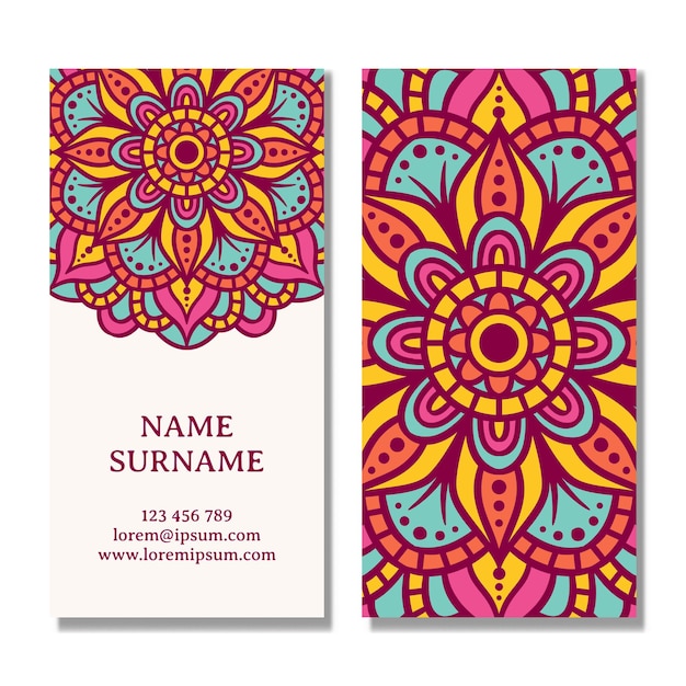 Vintage wedding invitation card with mandala design. Mandala wedding invitation template