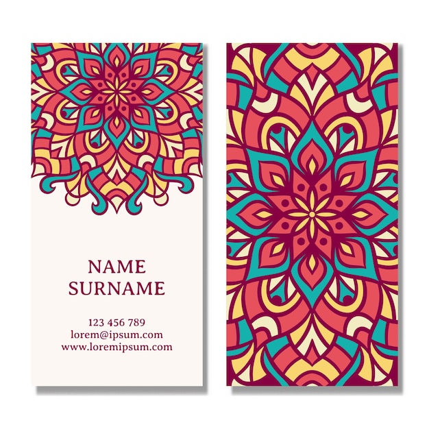 Vintage wedding invitation card with mandala design. Mandala wedding invitation template