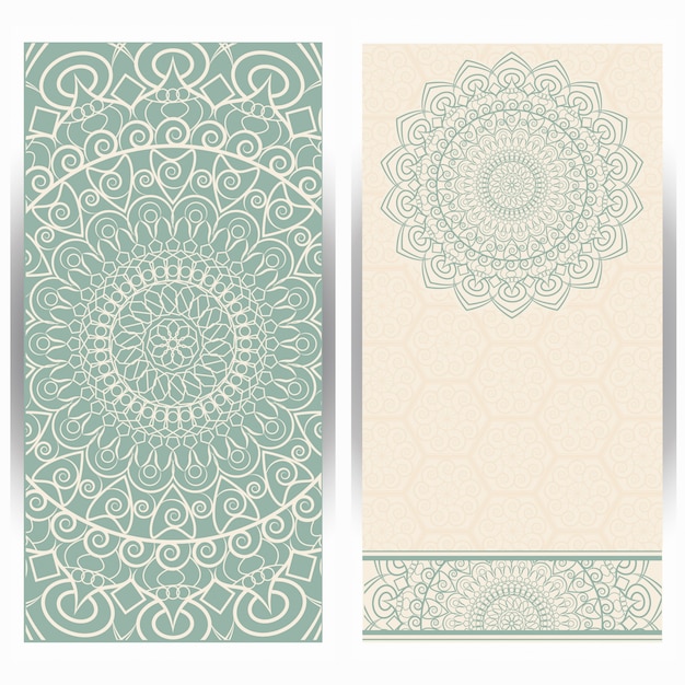  vintage Wedding Invitation card with Mandala pattern