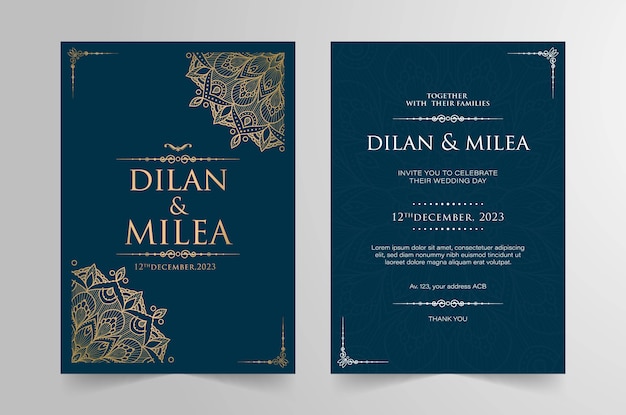 Vintage wedding invitation with mandala