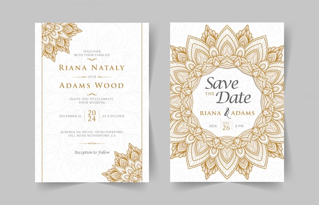 Vintage wedding invitation with mandala